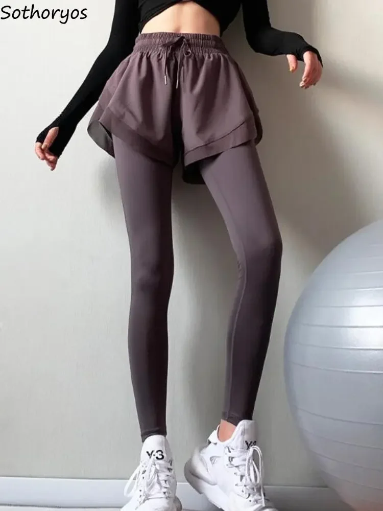 Leggings Women Fashion Casual Summer Elegant Solid All-match Chic Ladies New Korean Style Simple Stretchy Thin Creativity Hot