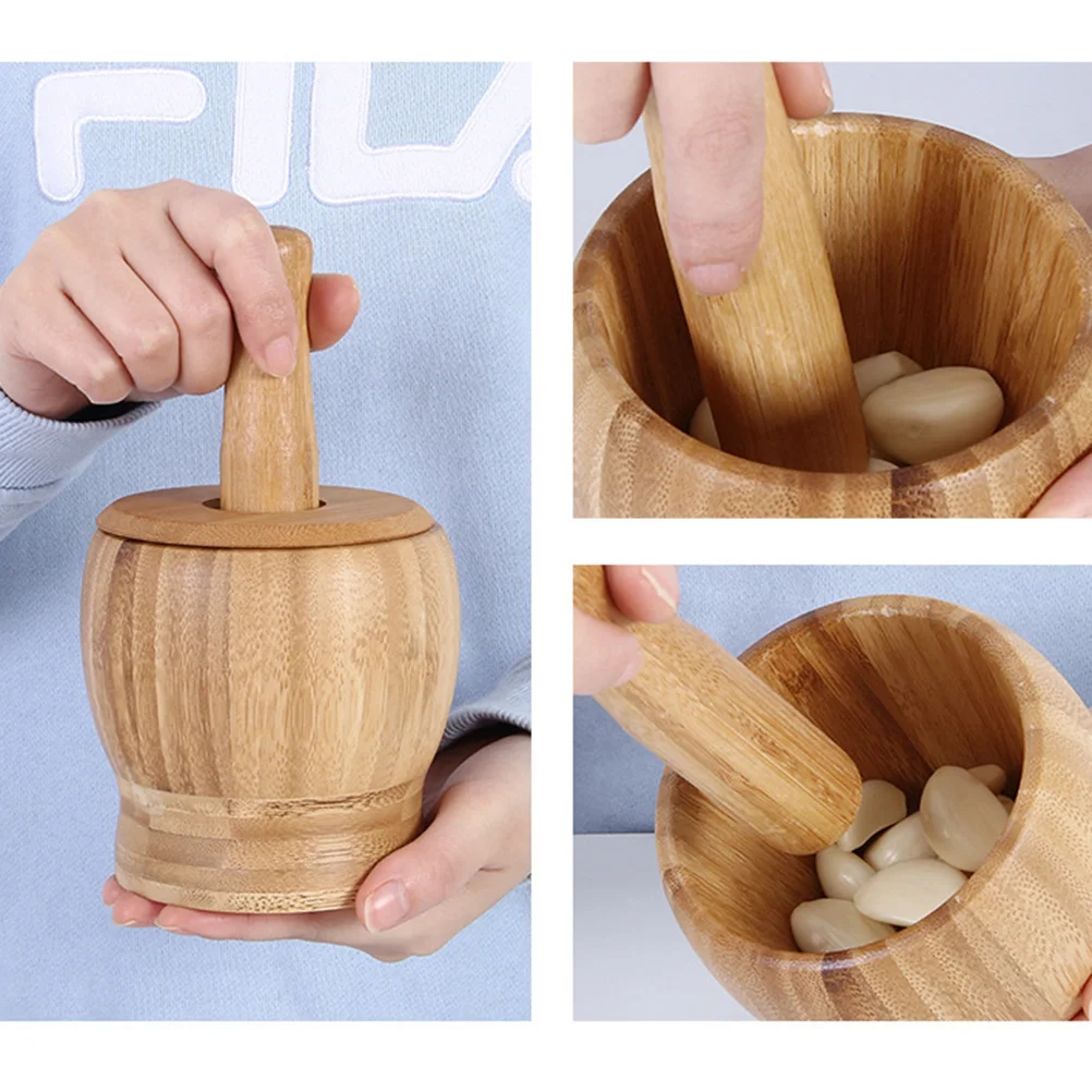 

Garlic Pounder with Cover Grinder Chopping Kitchen Mortars Spice and Pestle for Spices Lid Accessories