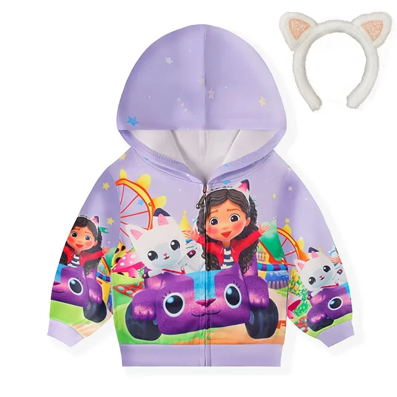 Vêtements de maison de course de Gabby pour enfants, sweat à capuche cosplay pour filles, veste à fermeture éclair pour tout-petits, vêtements pour garçons, manteau pour bébés filles, chats Gabby