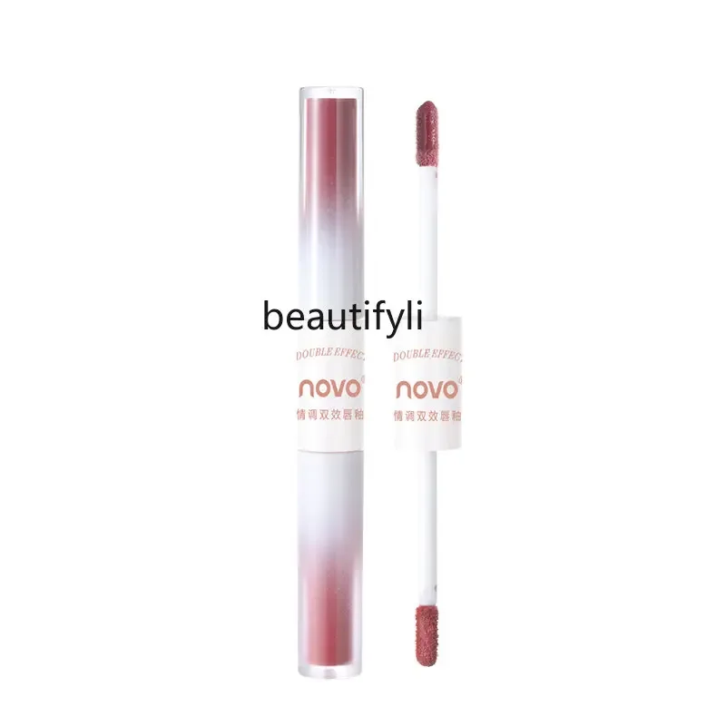 

yj Double-Headed Lip Lacquer Mirror Water Light Pure Desire Lip Enhancement Nourishing Long-Lasting No Stain on Cup