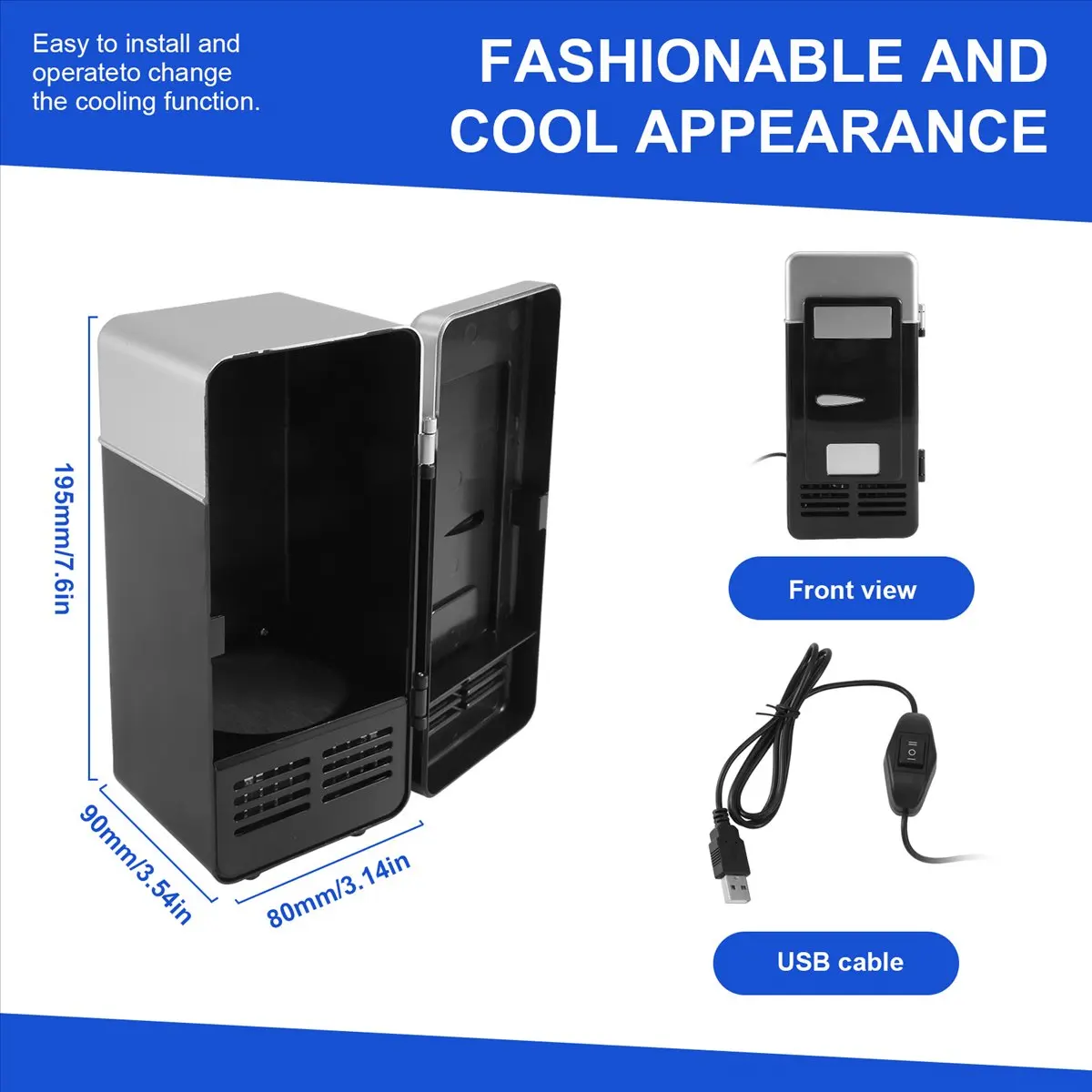 [Set of ],Usb Mini Fridge Cold Drop Shpping Freezer Usb Mini Fridge Small Portable Soda Mini Refrigerator For Car Black