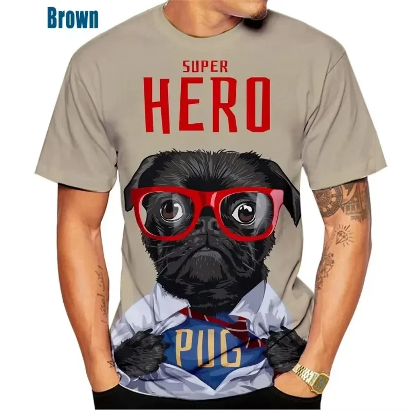 

Summer Fridays 3D Printed Pug Print Outdoor Quick Drying for Men Plus-size Crew Neck T-shirt Man Cotton