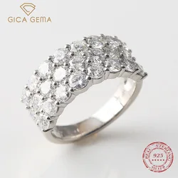 GICA GEMA 100% 925 Sterling Silver Full Round Simulated Moissanite Diamond Wedding Engagement Ring For Women Fine Jewelry Gift