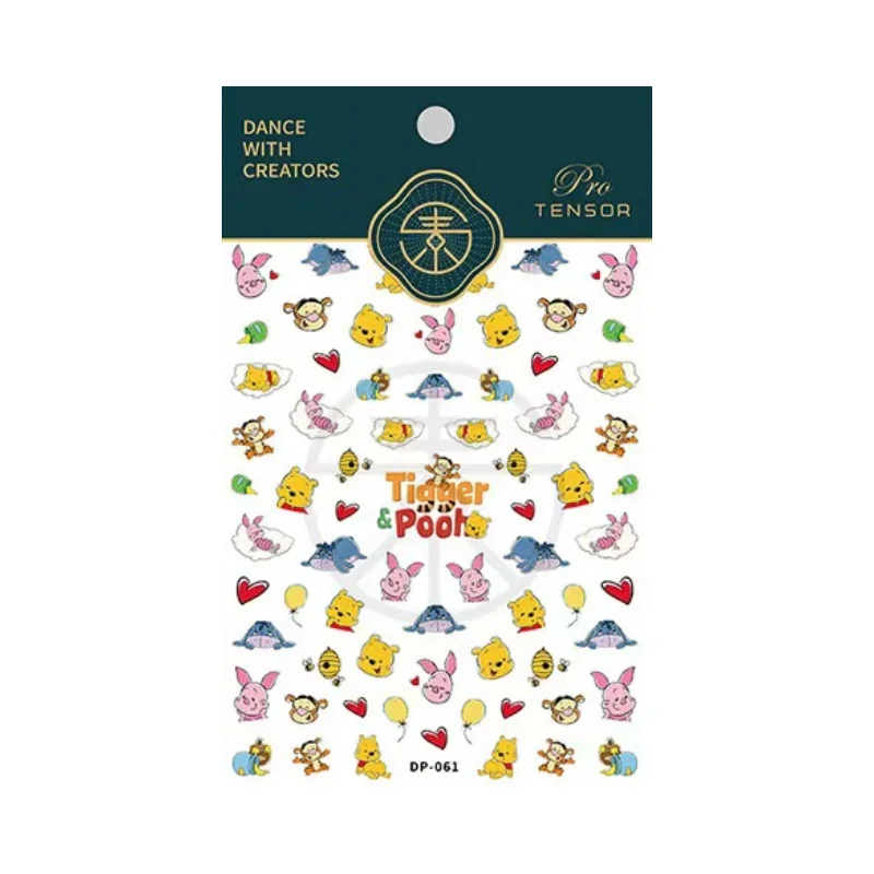 1PCS 5D Relief New Disney Cartoon Winnie The Pooh Nail Stickers Press On Nails Anime Stickers Sliders For Nails Nail Decoration