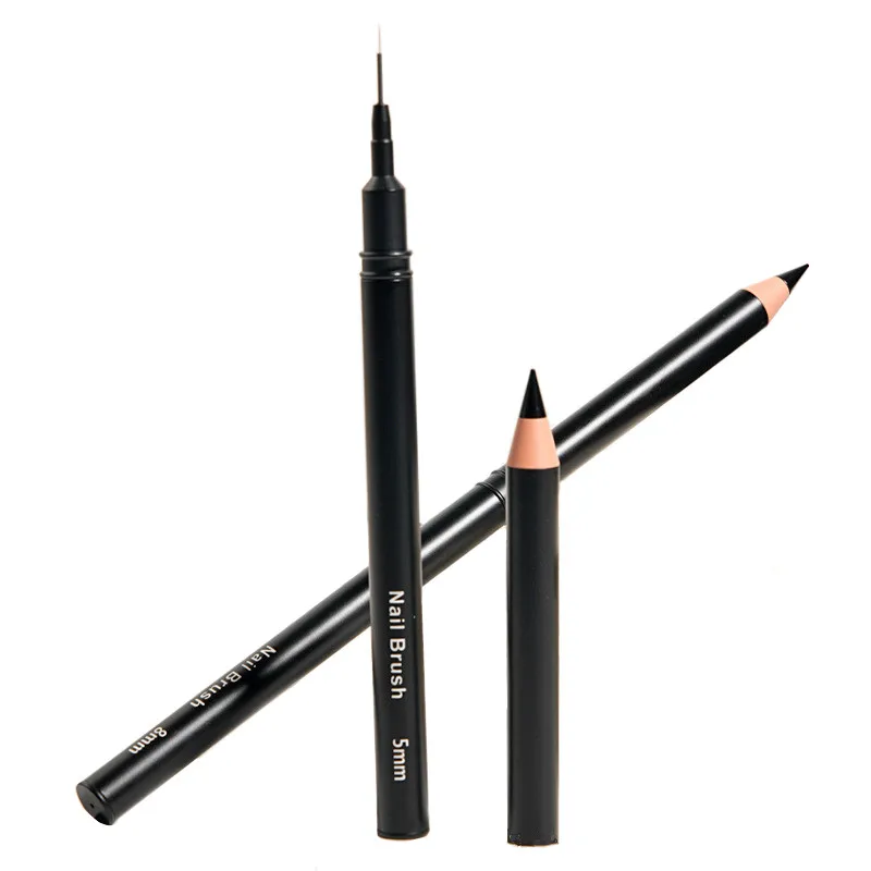 1/6 قطعة 5/7/9/11/15/18 مللي متر مقبض أسود الفن بطانة دهان داي فرشاة رسم خطوط شريط زهرة اللوحة القلم UV فرشاة جل #5