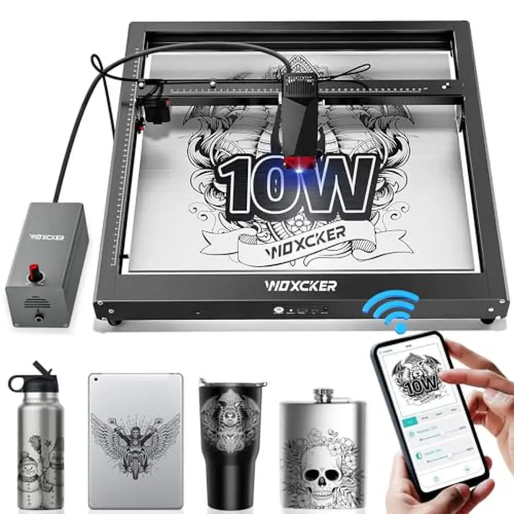 60W Laser Engraver Cutter 10W Output Air Assist APP Supported High Accuracy Engraving Machine Metal Construction 400*400mm