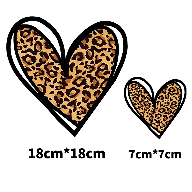 Fashion heart-shaped leopard print heat transfer women's T-shirt DIY printed heat transfer vinyl in-wash stickers