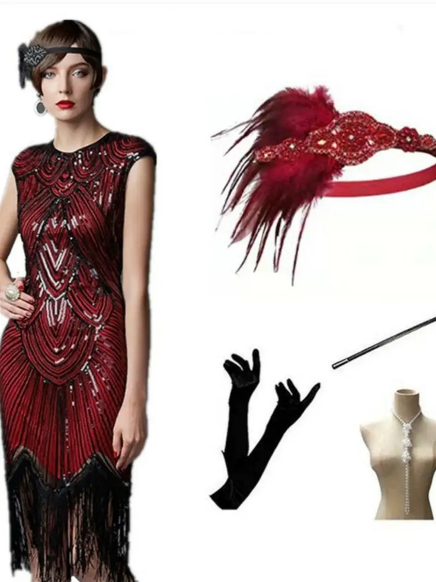 

loween Hot S Women's 920S Retro Sequin Dr Set Par Costume Vintage Sle Faionable Ladies' Ethnic Wear