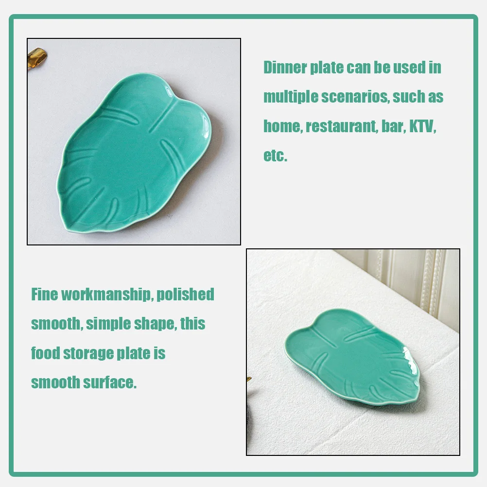

Fine Workmanship Ceramic Leaf Shaped Plate Wide Application for Dessert Appetizer Fruit Meat Home Breakfast Snacks Serving