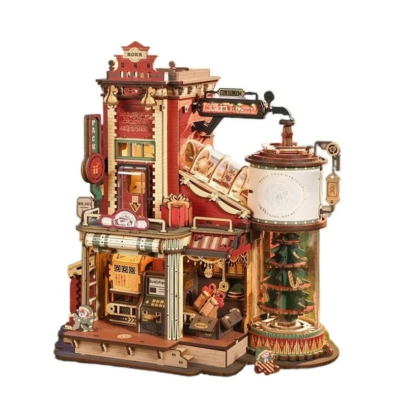 For Music Box Toy Handmade DIY Wooden Building Block Birthday Gift