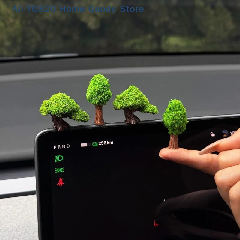 [TG820]2pcs/3pcs/4pcs Natural Fresh Odorless Large Green Fortune Wishing Tree Car Ornament Auto Interior Console Decor