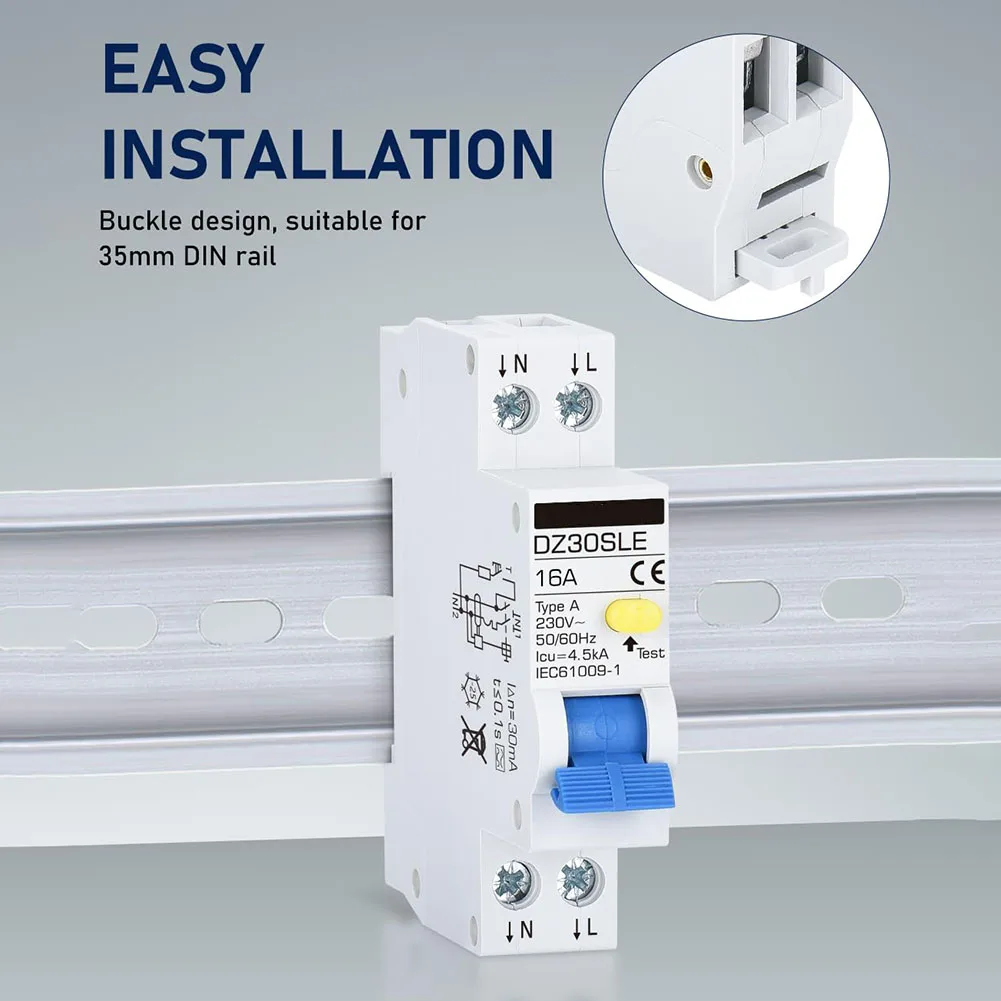 

Premium 2 Pin Circuit Breaker 16A Featuring A Type Fault Protection for Safe Electrical Systems 18mm Space Saver