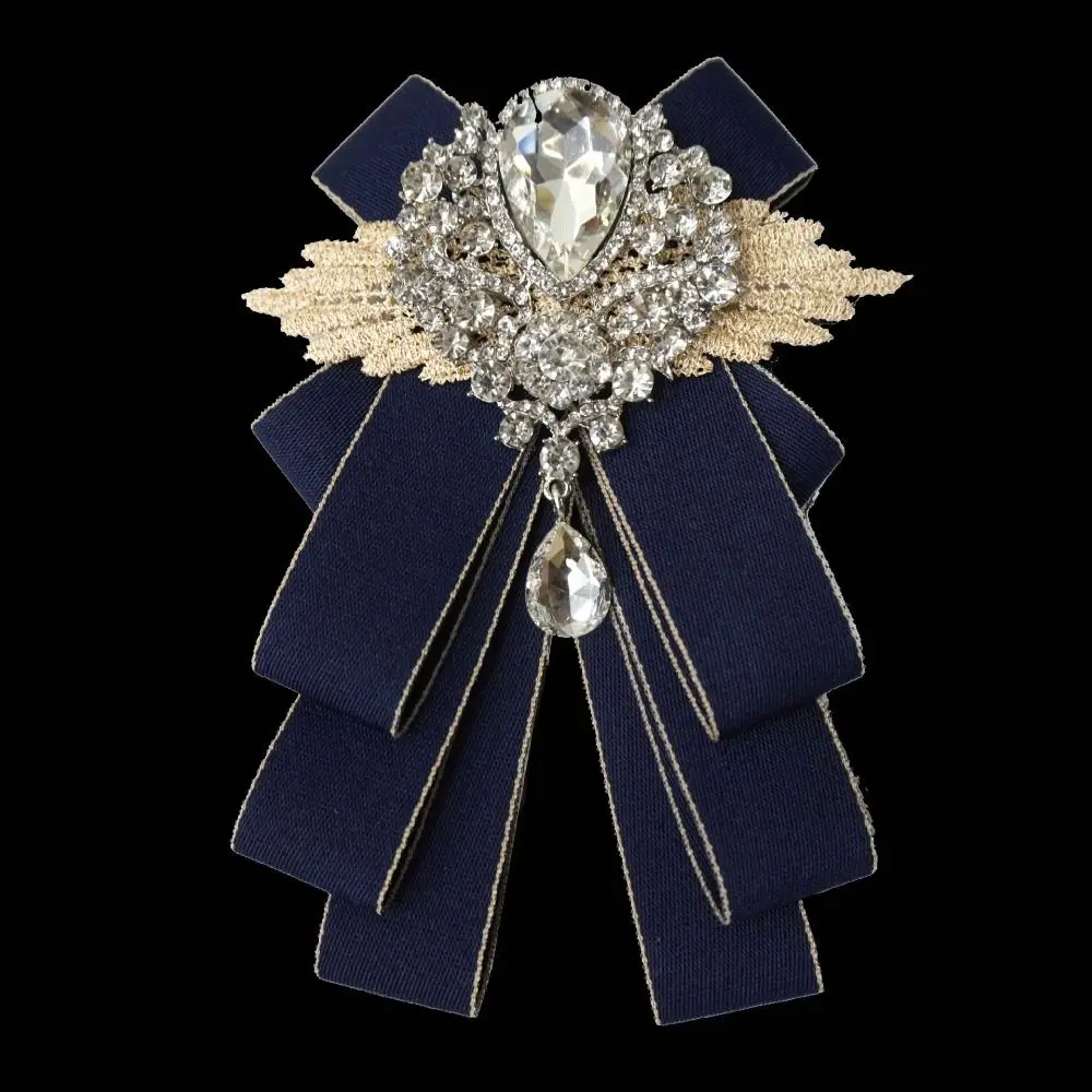 أزياء الرجعية حجر الراين طوق زهرة أنيقة النمط البريطاني شهم ربطة القوس فيونكة الأعمال كريستال الرجال البدلة التبعي وصيف