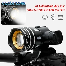 T6 LED Bike Headlight Adjustable Zoom Bicycle Front Light USB Rechargeable Waterproof Cycling Flashlight Road MTB Accessories