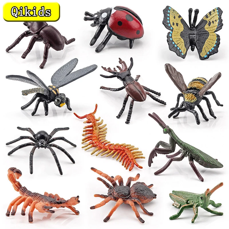 Hot Insect Model Figures Figurines Toys Plastic Simulation Spider Cockroach Beetle Set For Kid Educational PVC Toy Birthday Gift