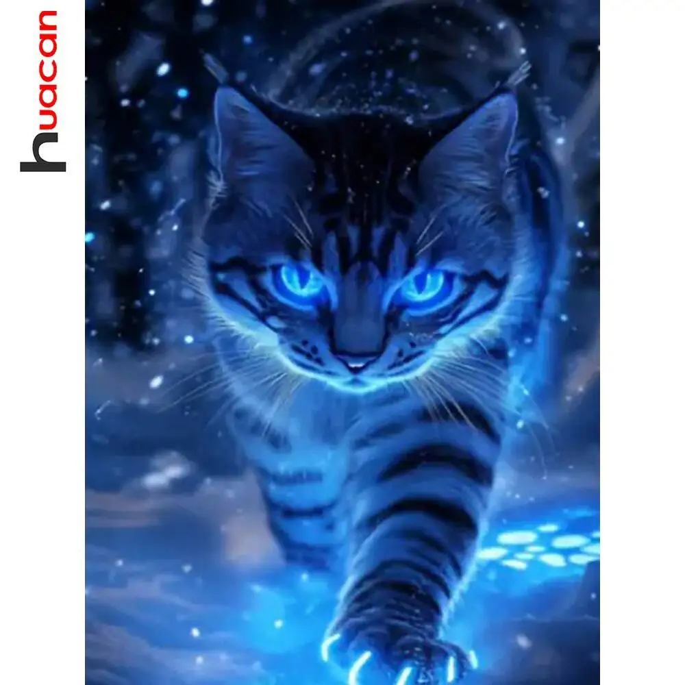 Huacan Diamant Malerei Neuheiten Katze Tier Volle Runde Diamant Mosaik Bild Für Wohnzimmer Dekoration