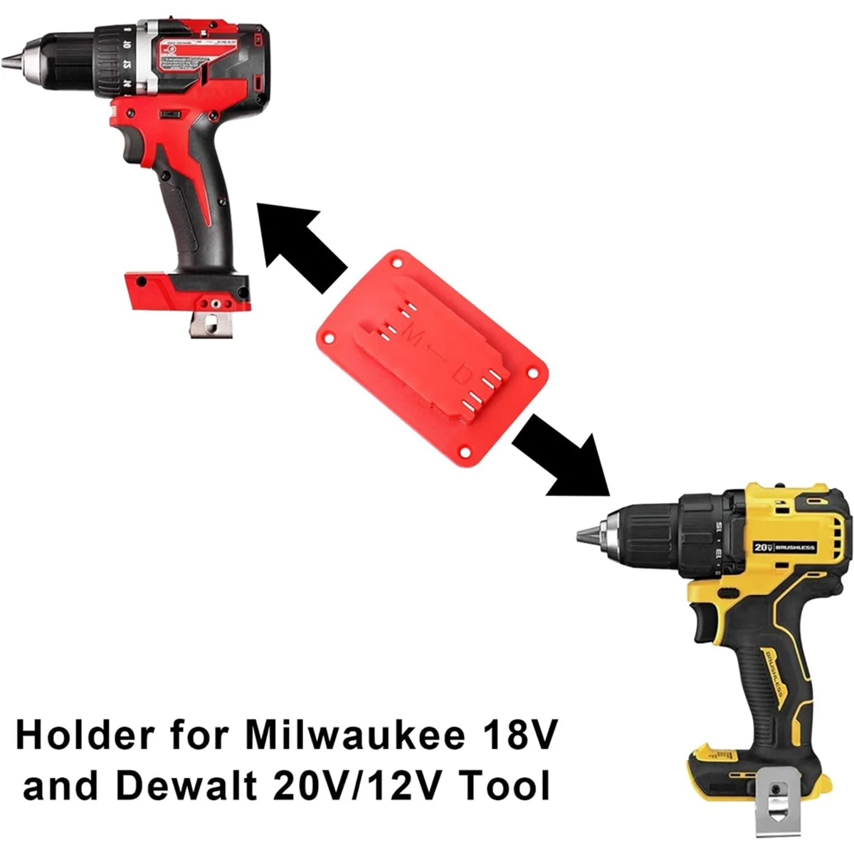 12Packs Tool Holder for Milwaukee M18 & for Dewalt 20v,Wall Mount Drill Holder with 48 Screws