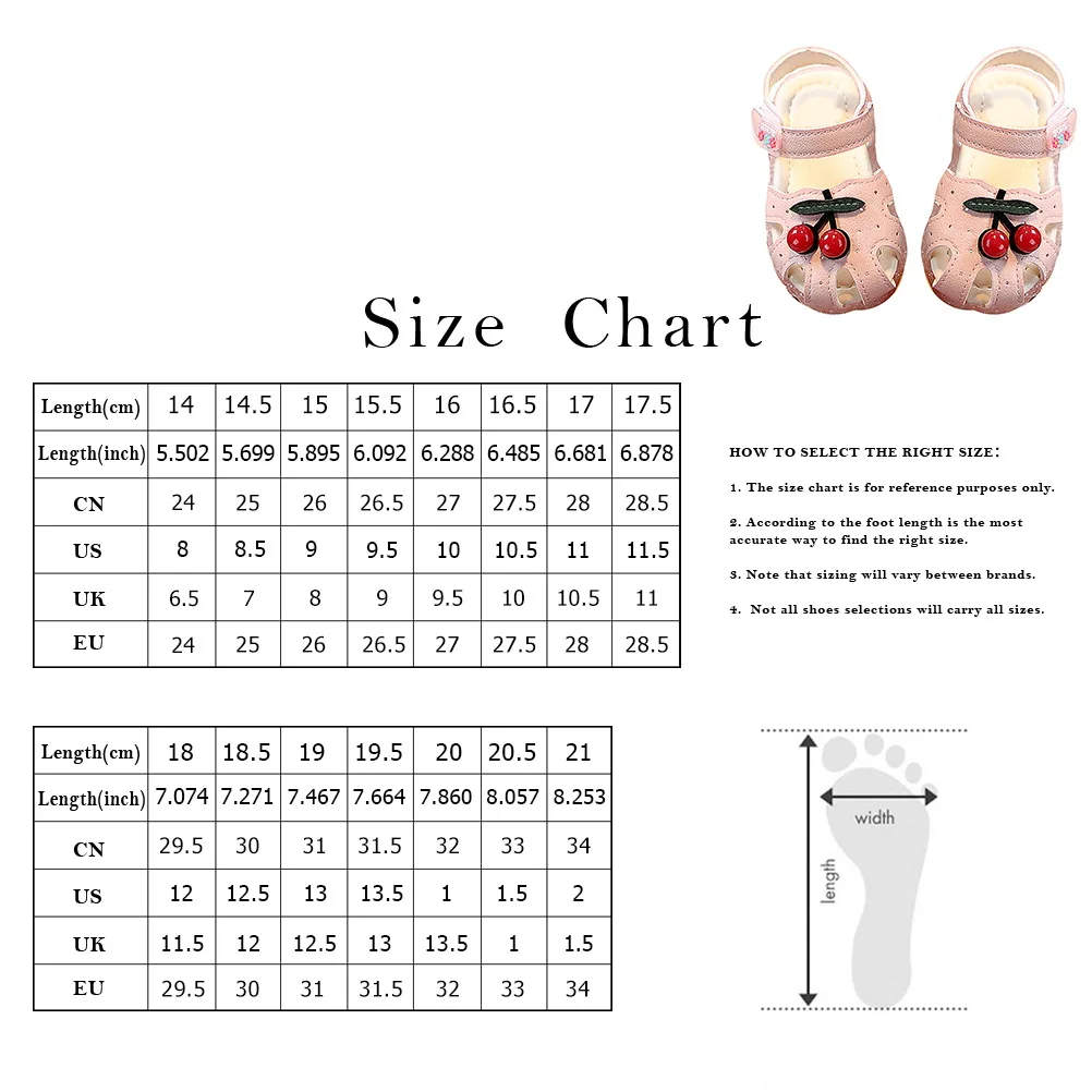 

Children's Summer Sandals Breathable Soft Bottom Pink Baby Girls Wear Resistant Deformation Cherry Comfort Kids