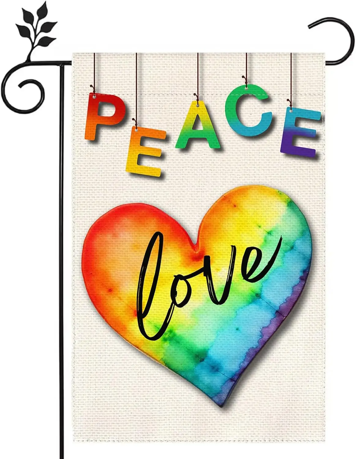 Peace and Love Pride Rainbow Garden Yard Flag 12 x 18 Inch Double Sided Outdoor Decorative Welcome Flag Banner Home House Lawn Y