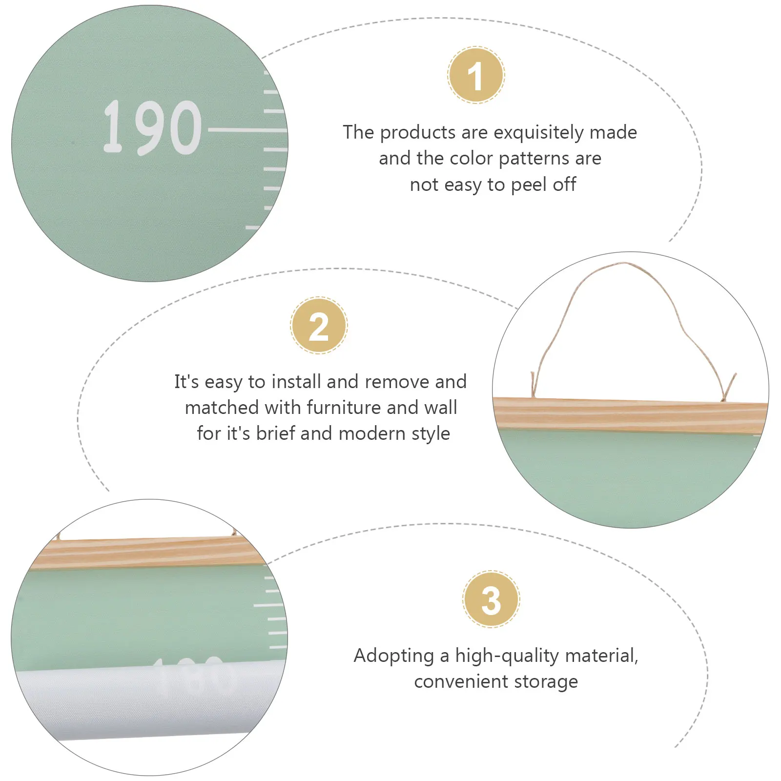 

Height Ruler Decoration Measuring Tool Kids Rulers Bohemia Removable Chart Pine Wood Baby Wall Hanging Measurement