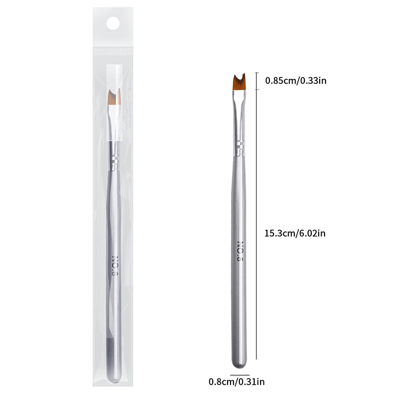 Französisch Schräge Spitze Nagel Pinsel Halbmond Form UV Gel Nagel Acryl Malerei Zeichnung Liner Stift Silber Schwarz Griff Maniküre DIY