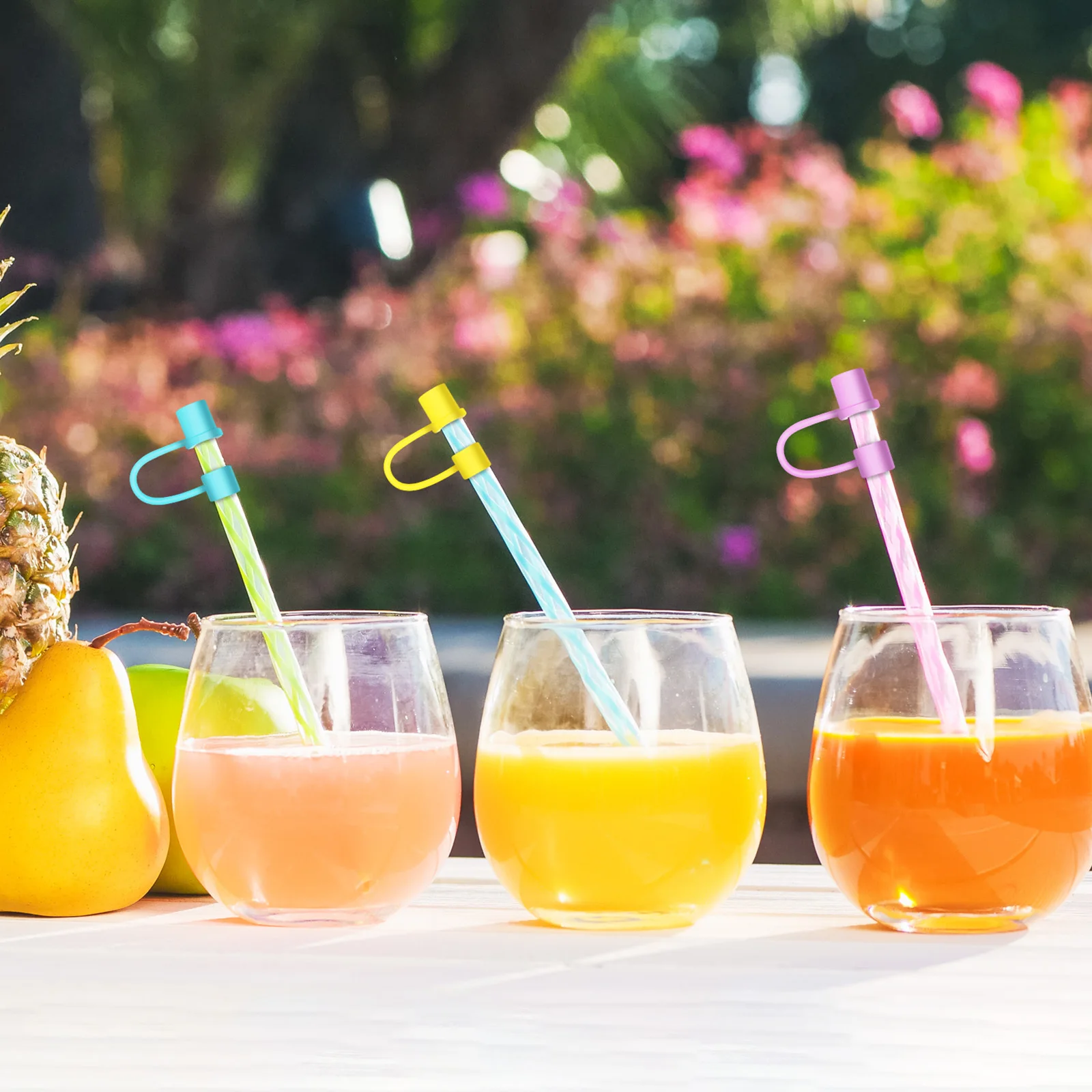 

24Pcs Silicone Drinking Straw Covers Reusable Tips Protectors Clean Stopper for Glass Bottles Insulated Tumblers Sport Cups