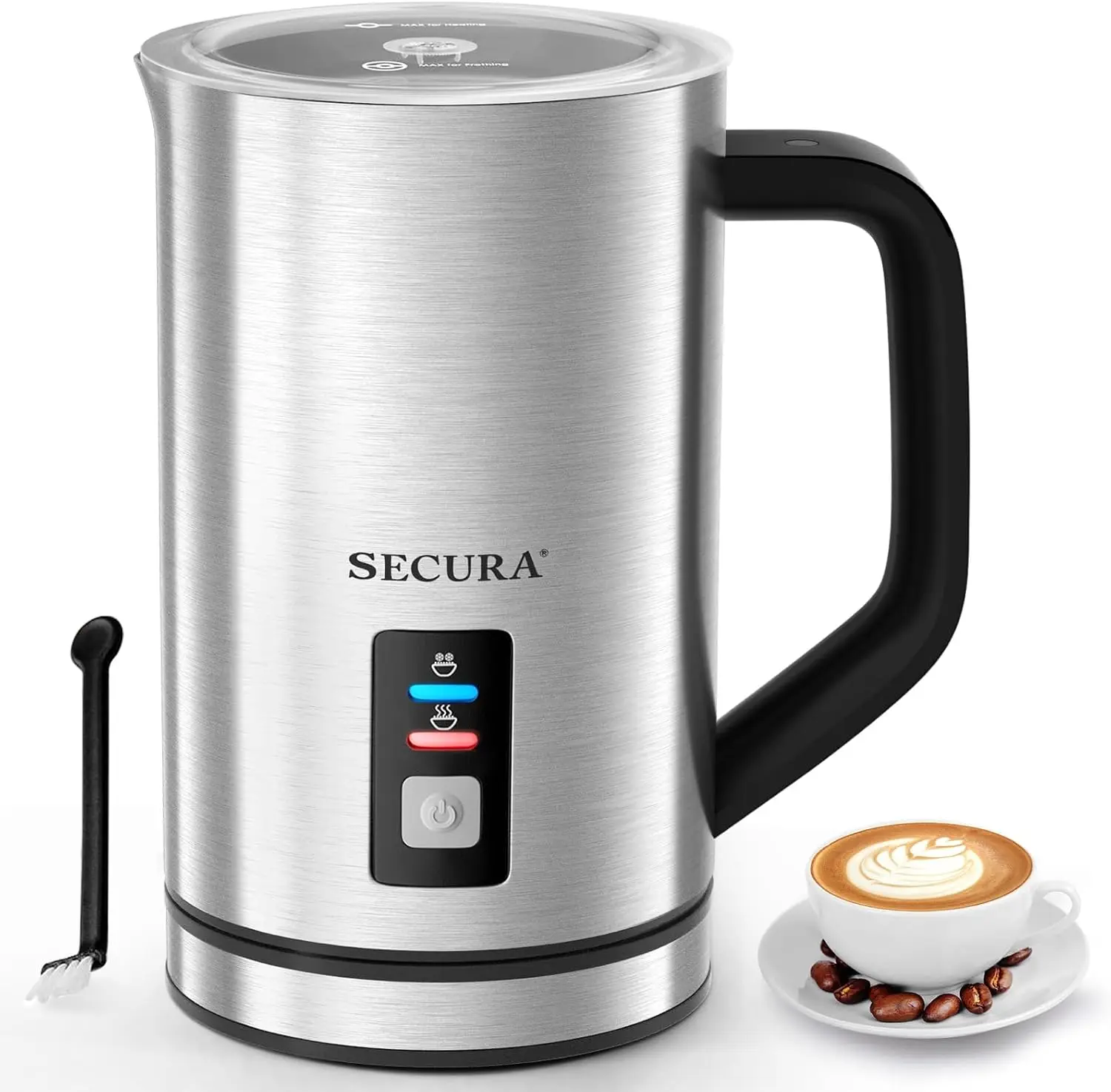 Milk Frother, Electric Milk Steamer, 250ml Hot Cold Foam Maker for Latte Cappuccino, 120V