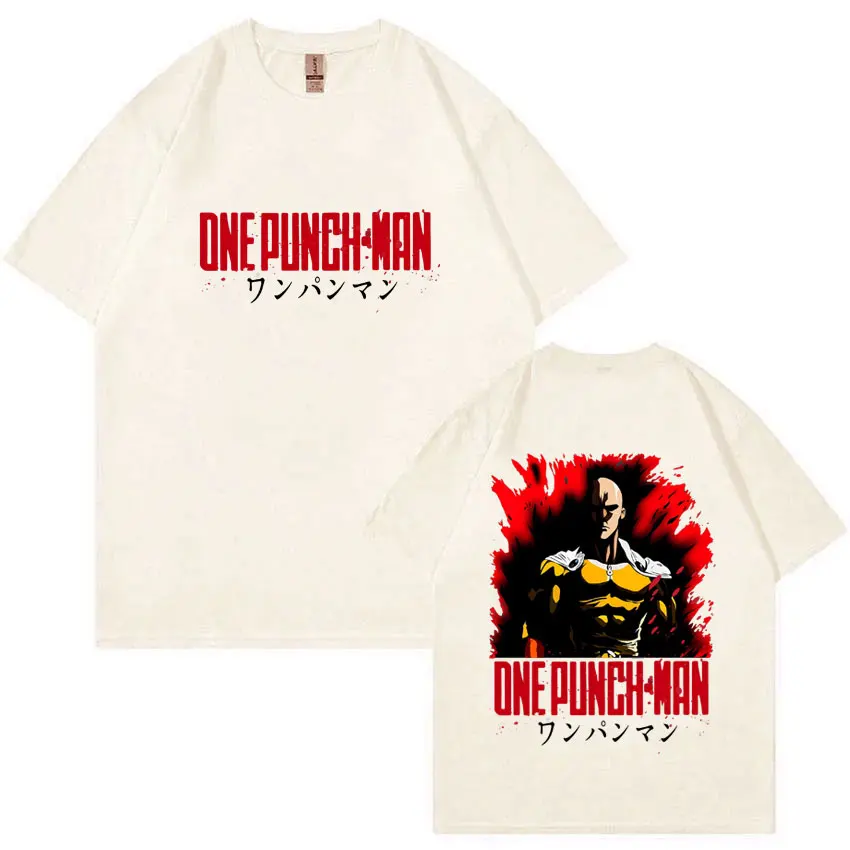 أنيمي واحد لكمة رجل سايتاما تي شيرت الرجال النساء الملابس موضة Harajuku بلايز الذكور Vintage المتضخم التي شيرت Unsiex القطن تيز
