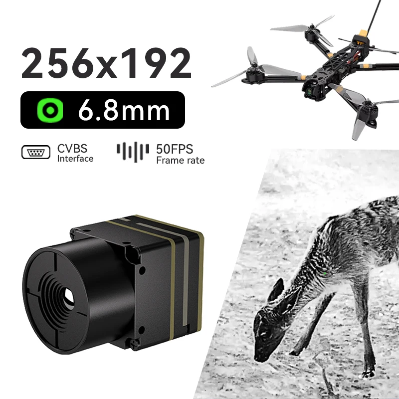 CVBS 256x192 6.8mm Focal Length Uncooled Thermal Image Camera Module 12m Pixel Spacing 40mk NETD Infrared Accessory