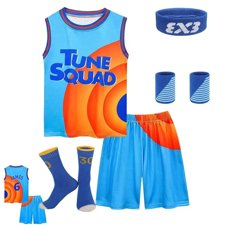 2024 Kids Tune Squad Space Jam 2 Basketbal Jersey Set - Cosplay Kostuum Vest Korte Sport Uniform Trainingspak Voor Jongens En Meisjes