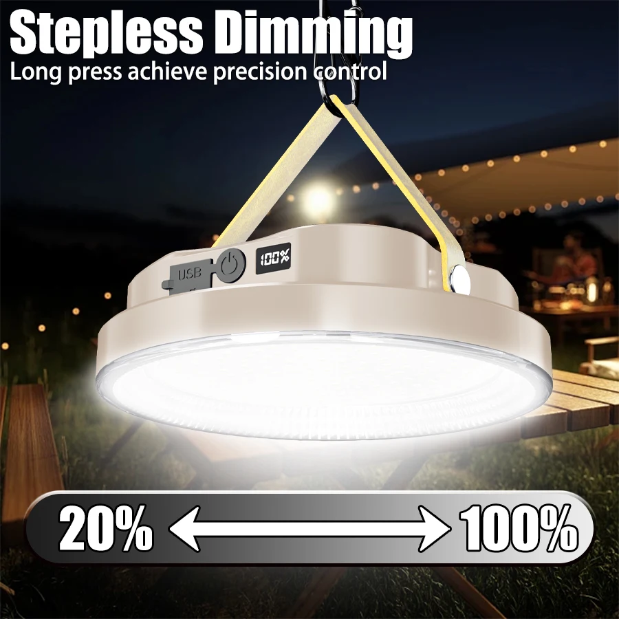 Solar LED Camping Light With 5200mAh Battery Type C Recharge Portable Torch Tent Lamp Work Maintenance Emergency Lighting Lamp