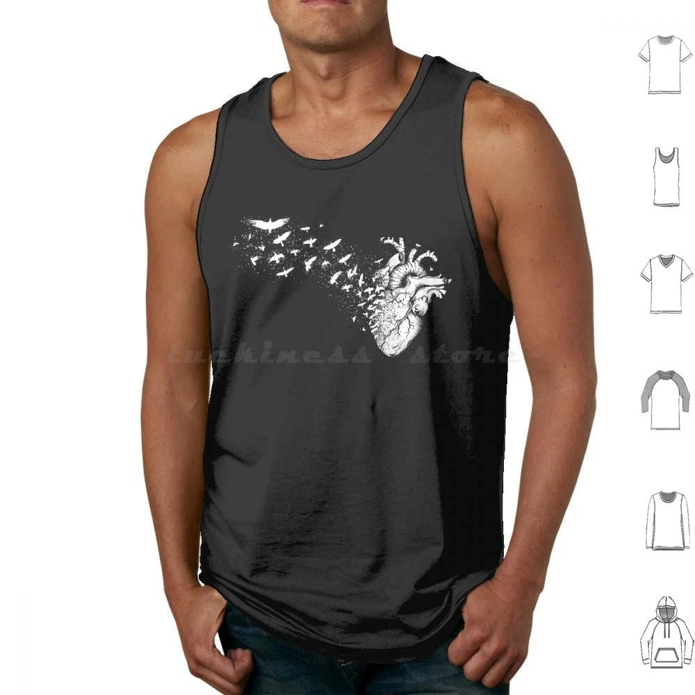 Débardeur volant pour oiseaux, gilet sans manches, Concept d'oiseaux en forme de cœur, Style sauvage, philosophie à vie, style de vie, humeur fraîche