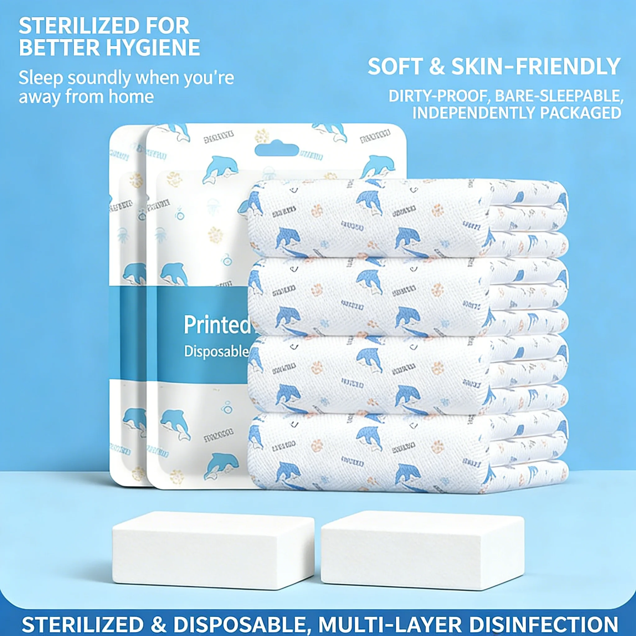 Thickened Anti-Bacterial Disposable Double Bedding Set (4/3pcs) - For Travel Hotel Business Trip, Portable Bed Sheets Kit