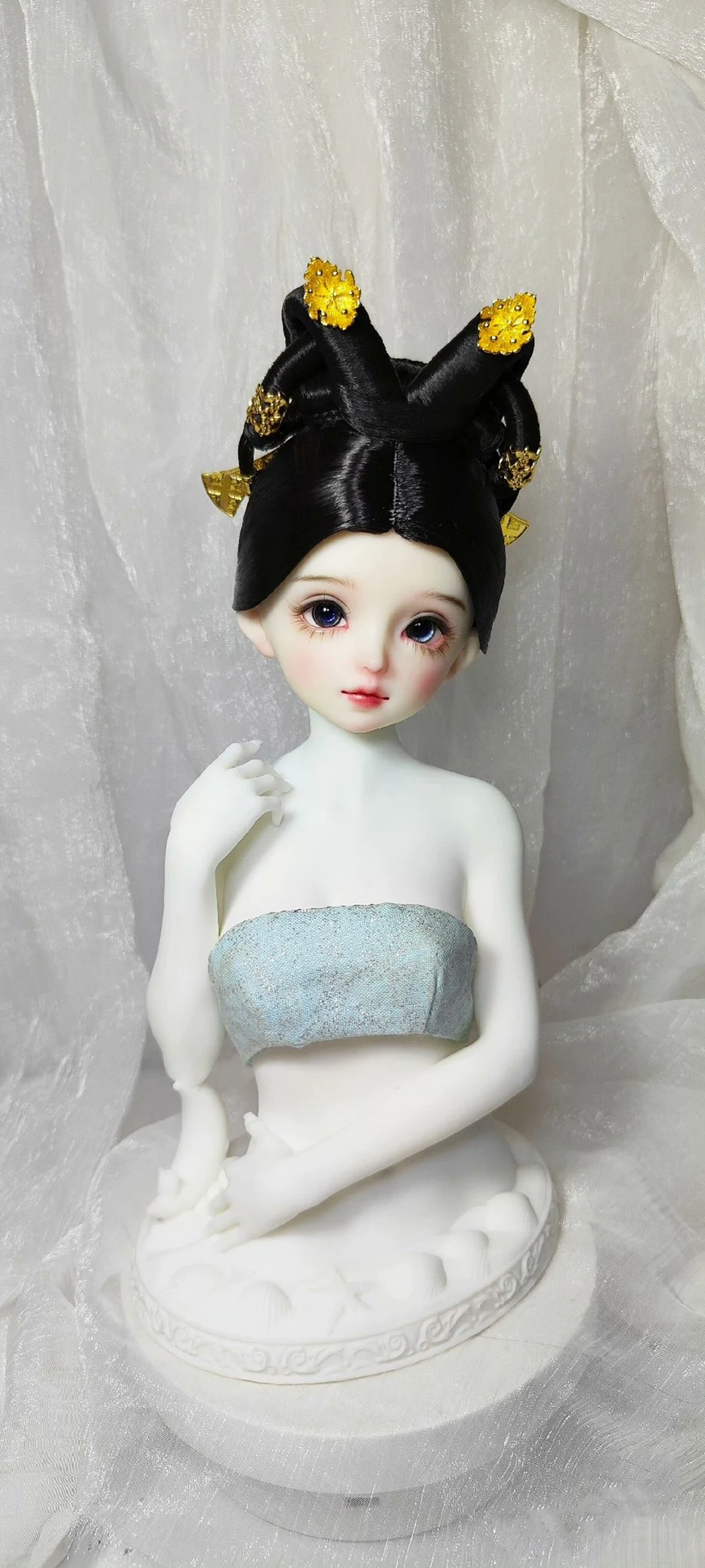 Peruka BJD w skali 1/4 1/3, starożytny strój, chiński Hanfu, włosy wróżki, peruki retro dla BJD/SD MSD SD13, akcesoria dla lalek dziewczęcych SSDF, C2286