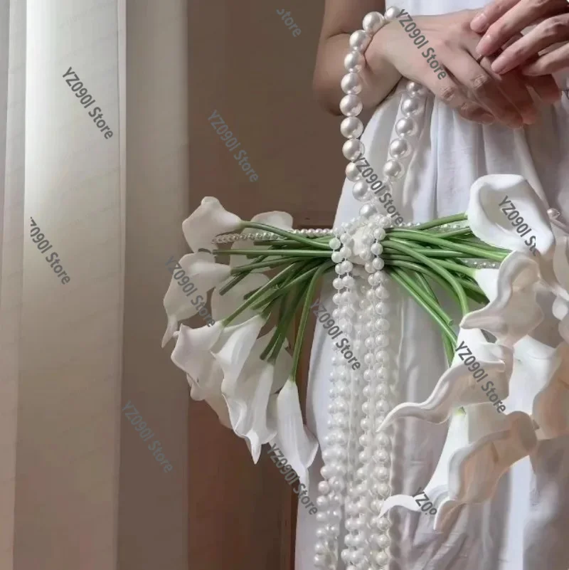 Pearl Calla Lily Bouquet DIY Kit, Split Bridal Flower Materials for Wedding Decoration