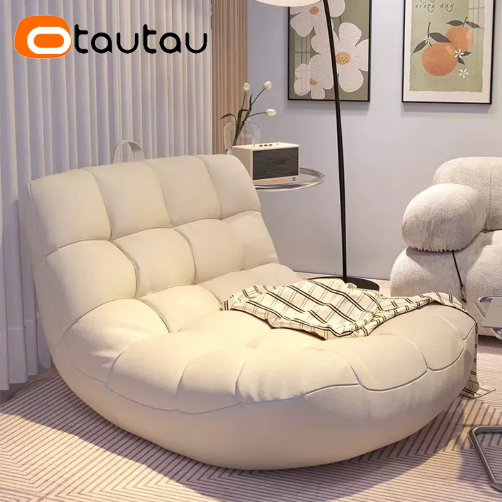 OTAUTAU Bean Bag Lounger Cover Without Filler Floor Seat Lazy Sofa Bed Couch Beanbag Sac with Footrest Stool Ottoman SF024