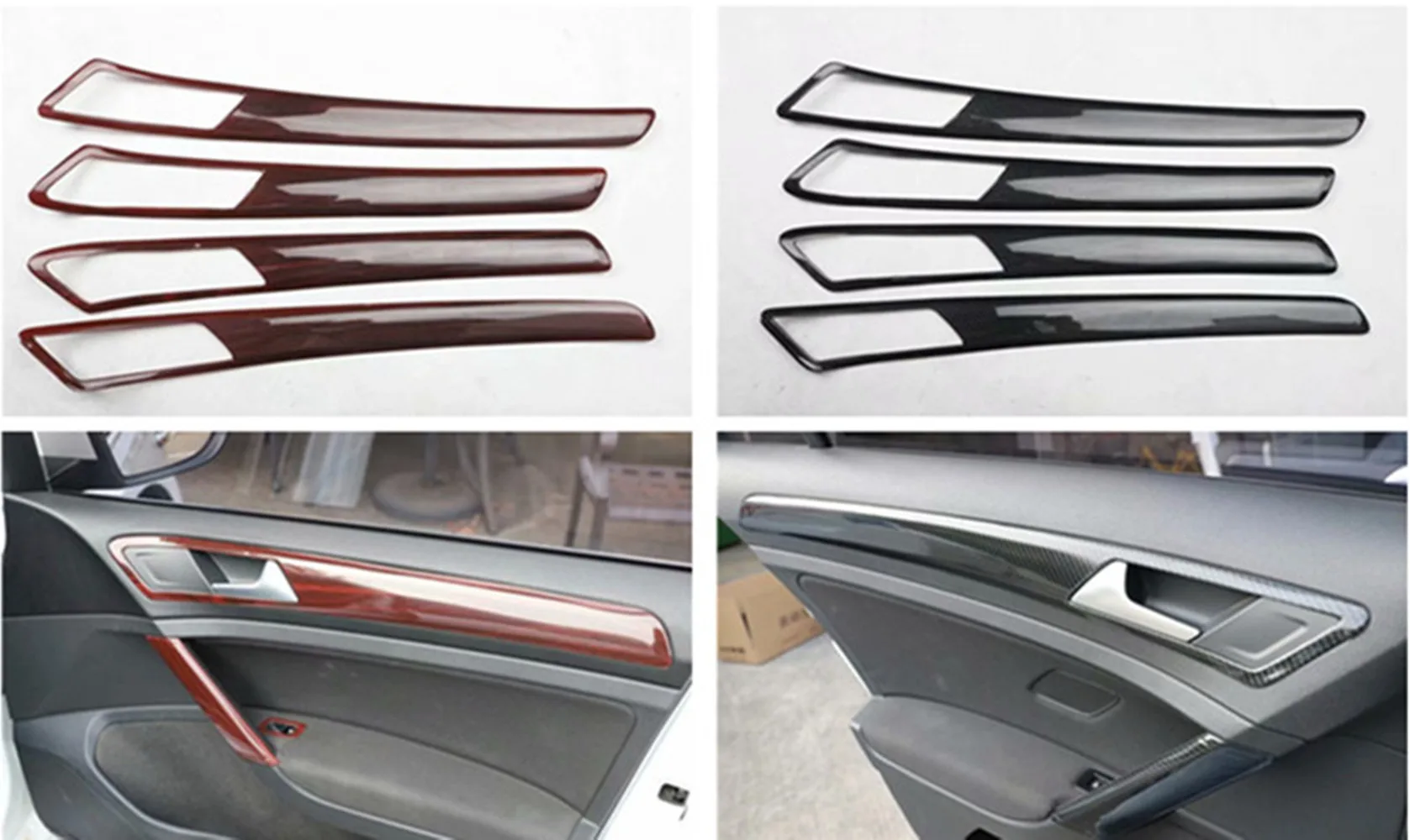 4pcs/lot Car stickers ABS carbon fiber grain Interior door shake handshandle cover for 2014-2019 Volkswagen VW golf 7 MK7