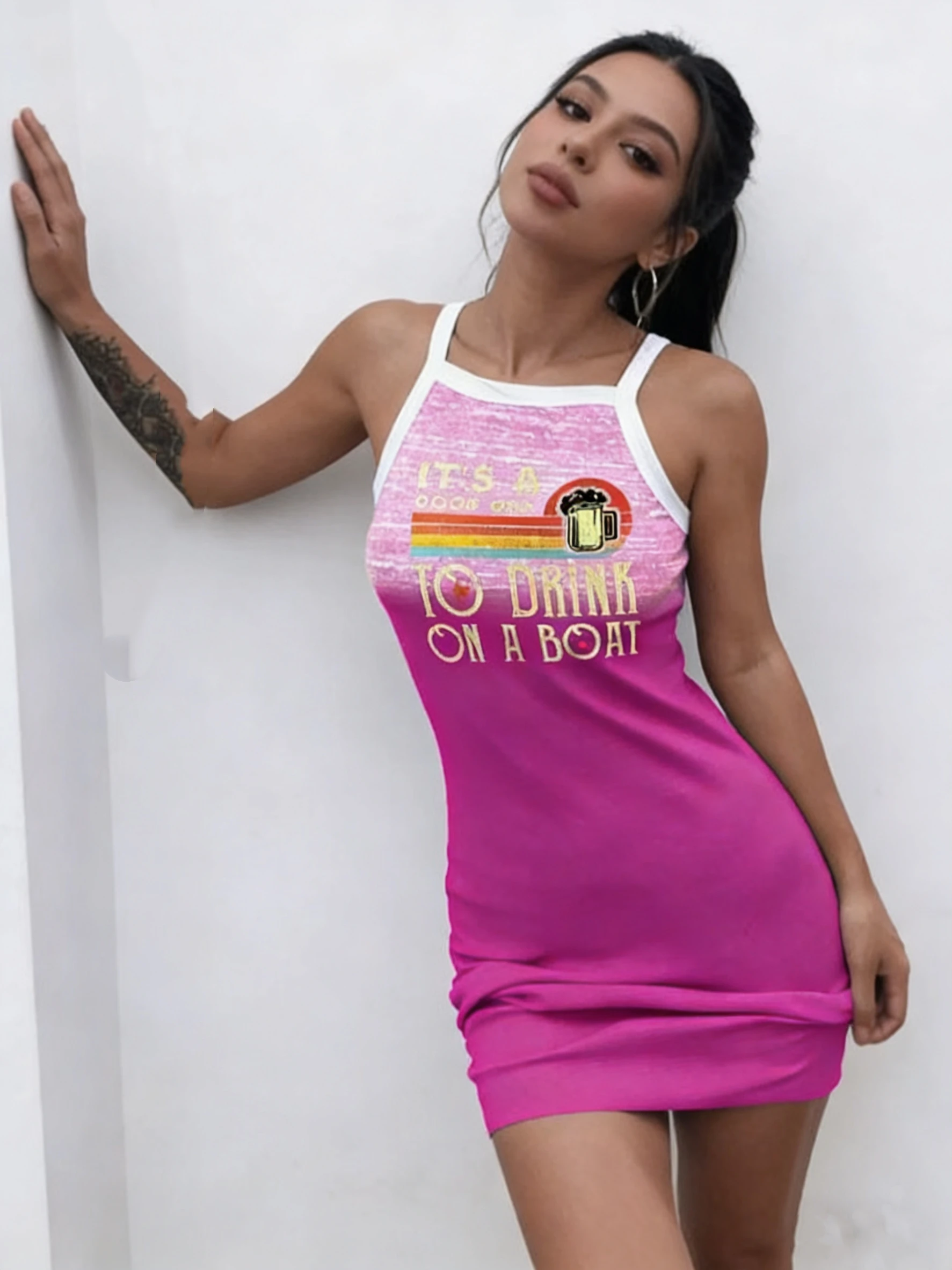 2025 New Women's Sleeveless Sexy Letter Print Slip Dress
