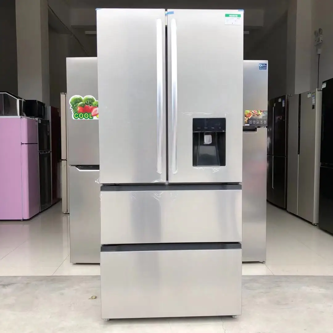 French Door Refrigerator with Water Dispenser Drawer Freezer Wind Cooling Big Size 628L Frost Free Big Home 4 Door Fridge BCD628