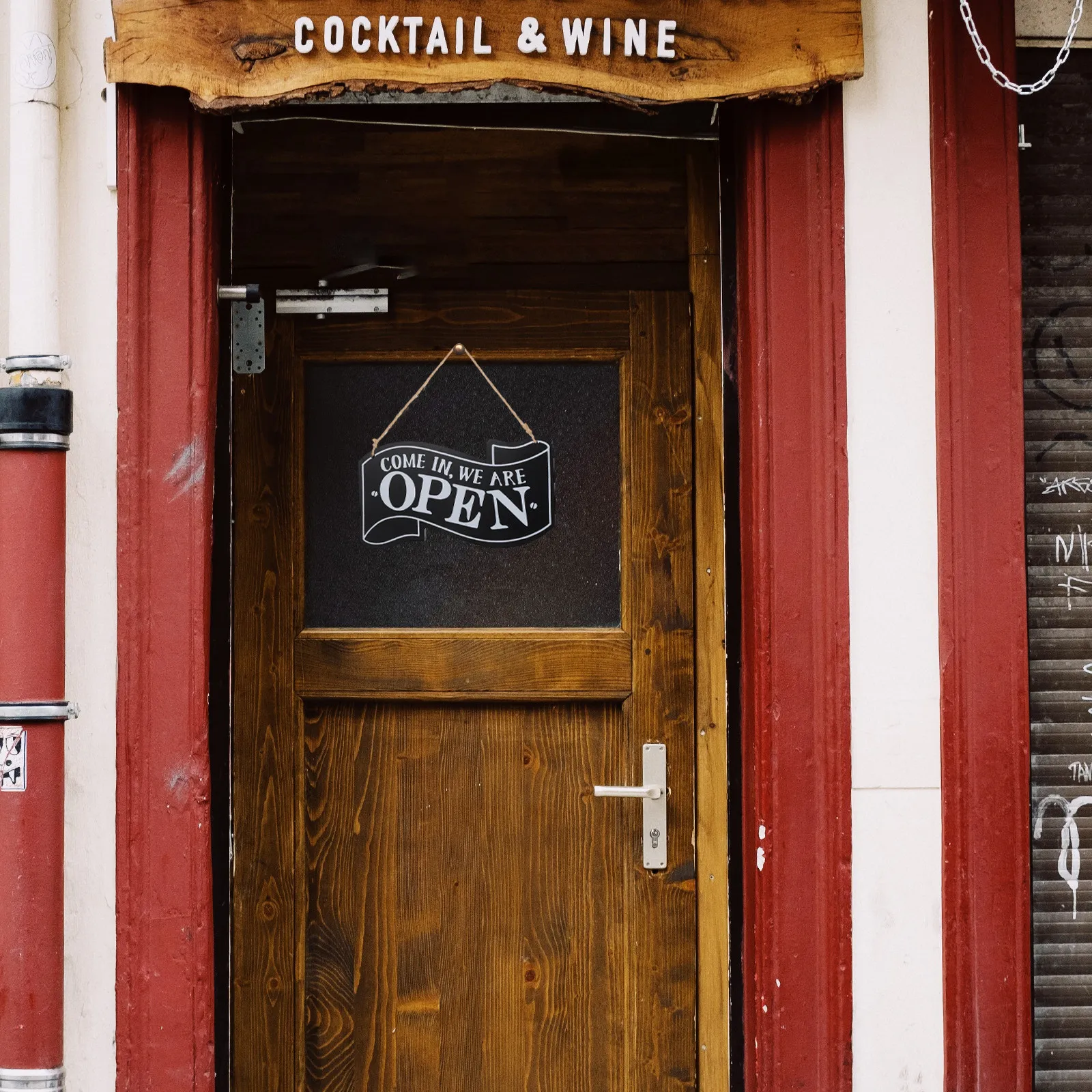Wooden Open Closed Sign 2Pcs Double Sided Hanging Door Signs Vintage Bold Letters for Shop Cafe Bar