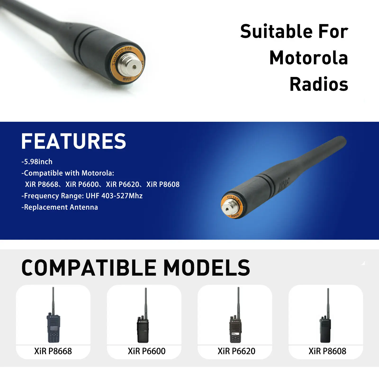 Imagem -06 - Uhf 403527mhz Antena para Rádio Motorola Xir P8668 P8608 P6620 P6600 Walkie Talkie 10 Pcs