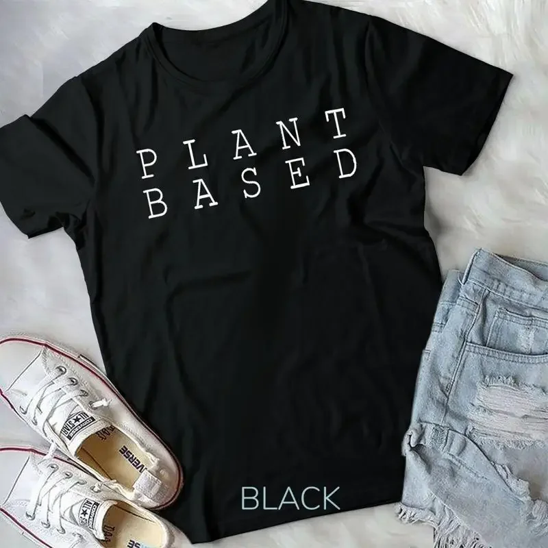 Camiseta unisex vegana a base de plantas para mujer y hombre, ropa vegetariana Herbivore