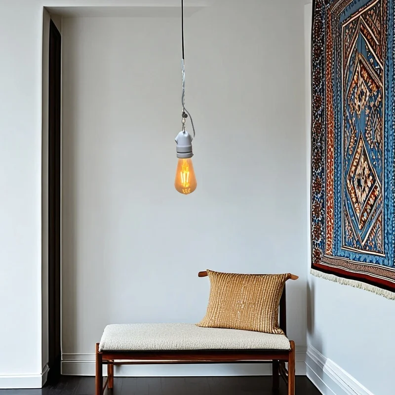 

Industrial Loft Vintage E27 Ceramic Lamp with Cord Ceiling Pendant Hanging Light for Home Decor Light Beside Dinning Room