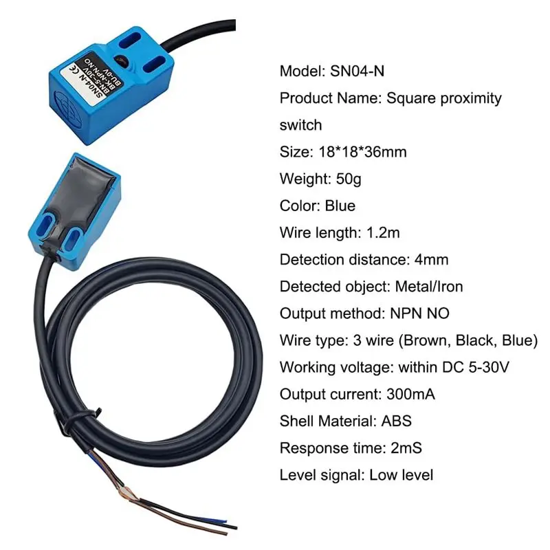 ABZZ-Inductive Proximity Sensor SN04-N Normally Open Detection Approach Switch NPN NO With TL PL SN Bracket Easy To Use (4 Pack)