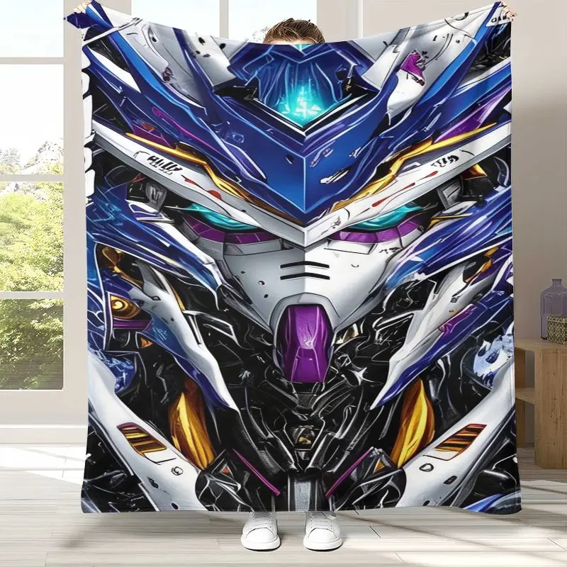 Retro Gundam Destroy Zeon Cartoon Soft Flannel Throw Blanket,Cozy Blanket for Bed,Sofa,Living Room,Picnic,Camping,Home Decor