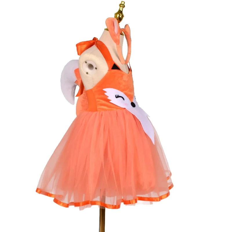 Orange Miss Fox Costume Tutu Dress Girls Forest Theme Cosplay Costumes for Kids Party Dresses Cute Animal Fancy Dress Birthday