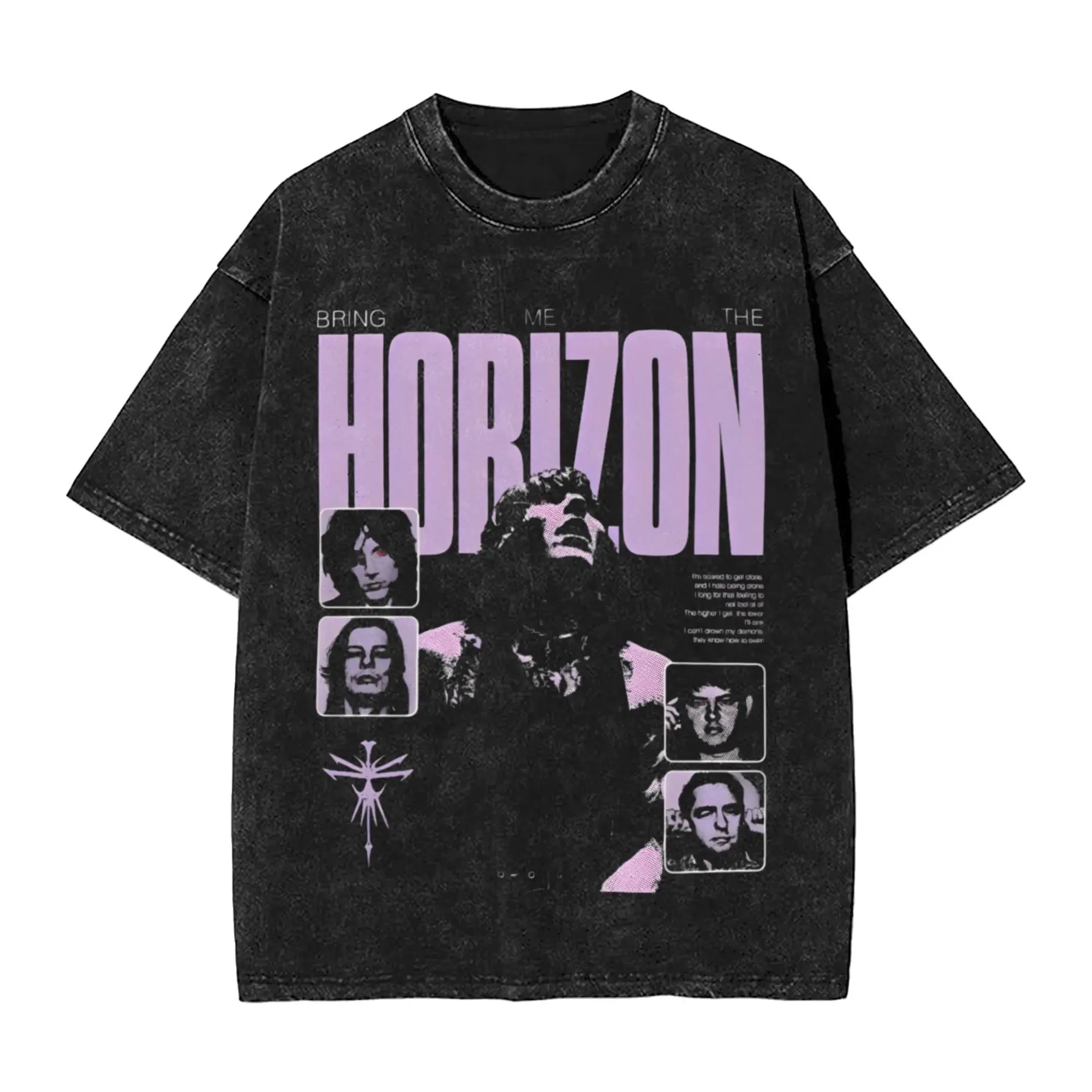 ROCK Band Bring Me The Horizon Tees for Fans BMTH Washed Vintage Tops Novelty British Summer Tee Shirt Vintage Loose Cotton Tops