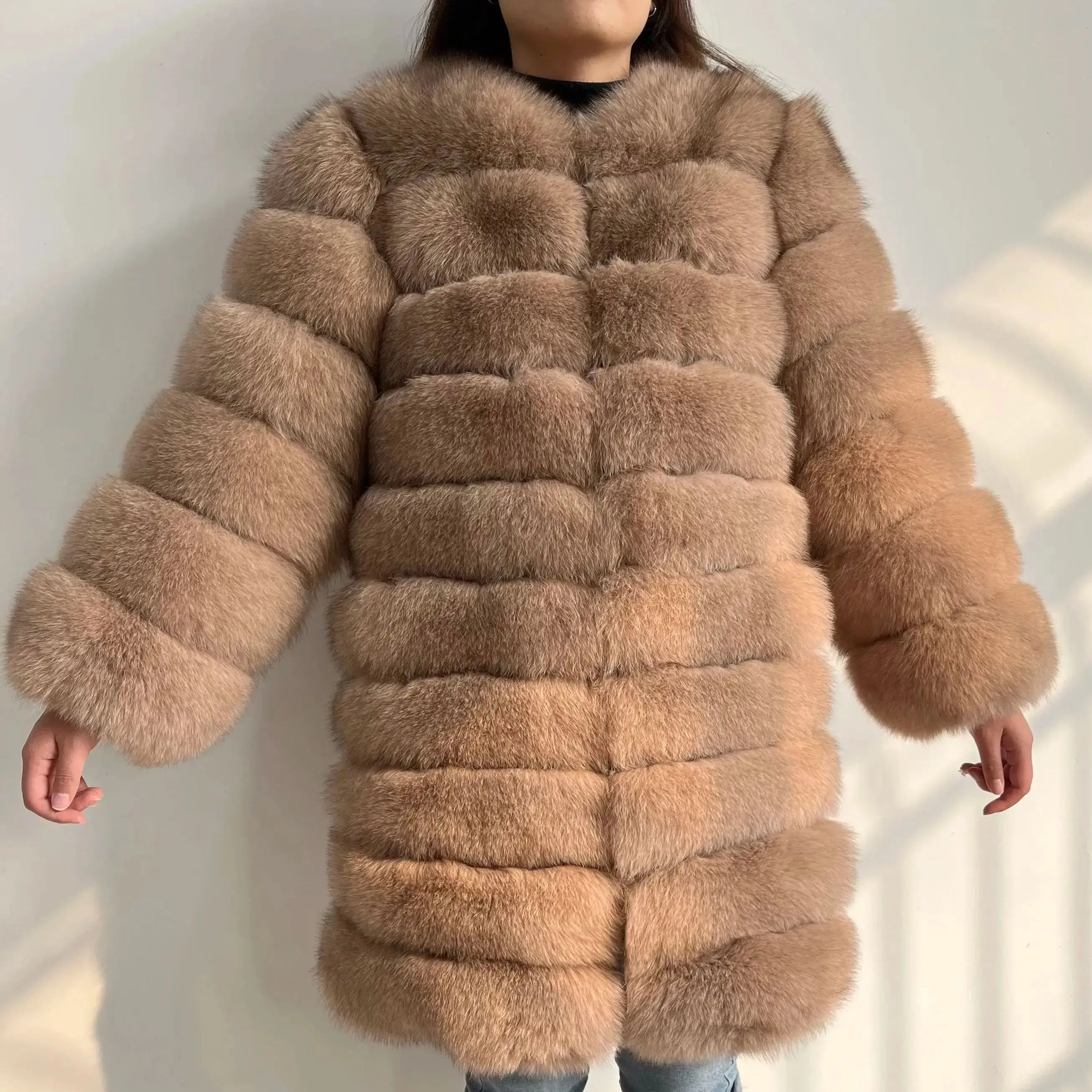 Boutique Luxus 4 in1 Echtpelz Mäntel Frauen natürliche Echtpelz Jacken Weste Winter Oberbekleidung Fuchs Pelzmantel hochwertige Pelzkleidung10xl