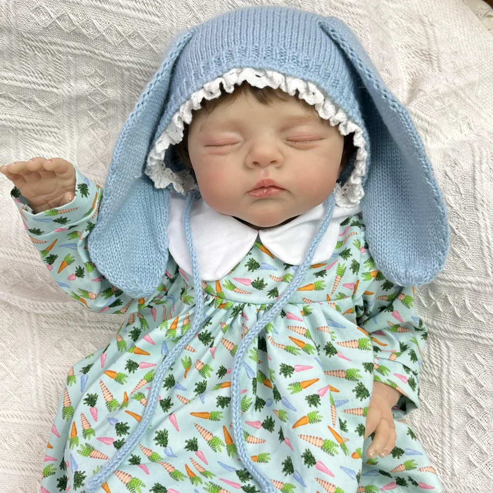 BZDOLL Realistyczna Lalka Reborn 48 CM (19 cali) Śpiąca, Ręcznie Robiona, z Winylowymi Ruchomymi Częściami, Materiałowy Korpus, Idealny Prezent Urodzinowy dla Dziewczynki