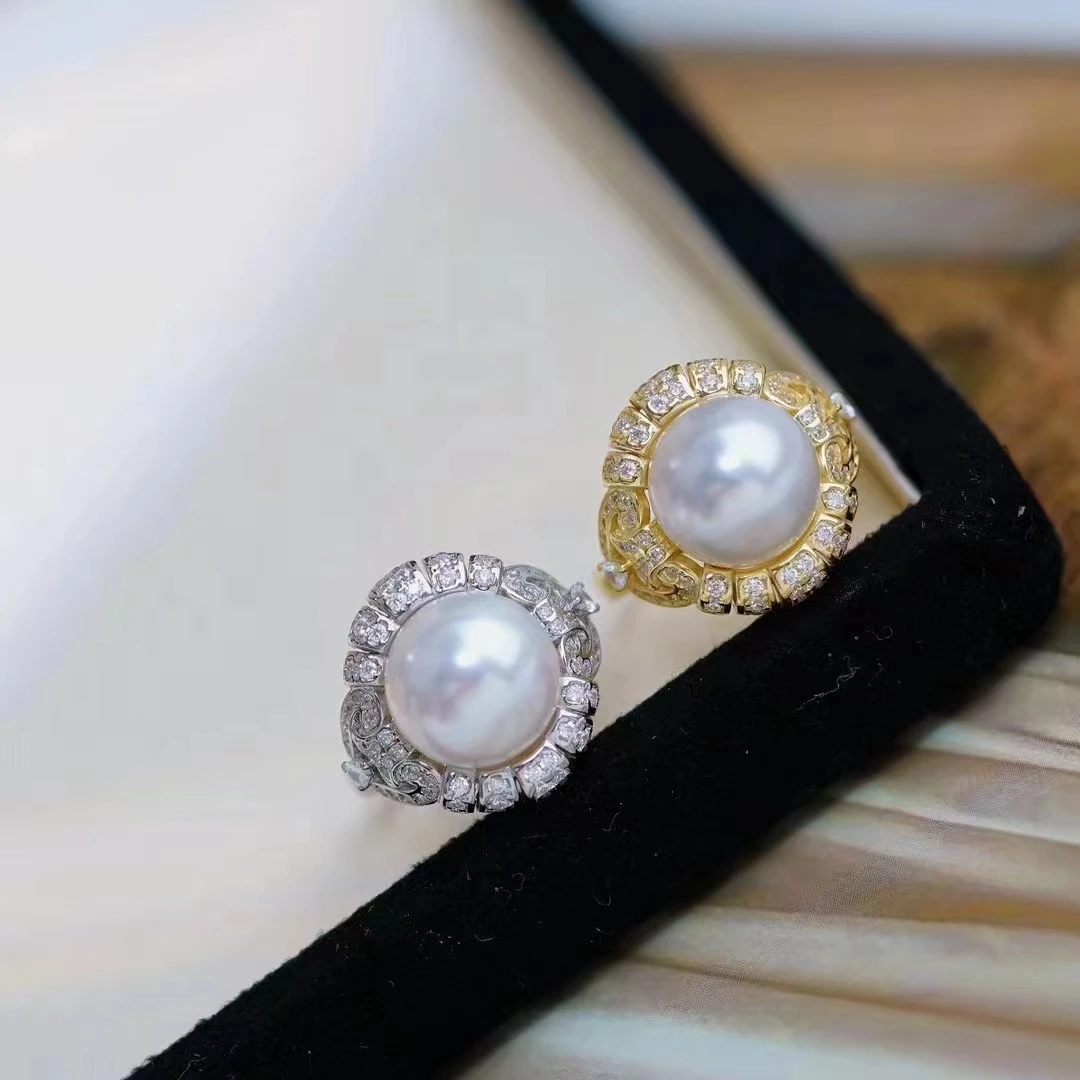

RY2024 Pearl Ring Fine Jewelry 925 Sterling Silver Natural Round 11-12mm Fresh Water White Pearls Rings for Women